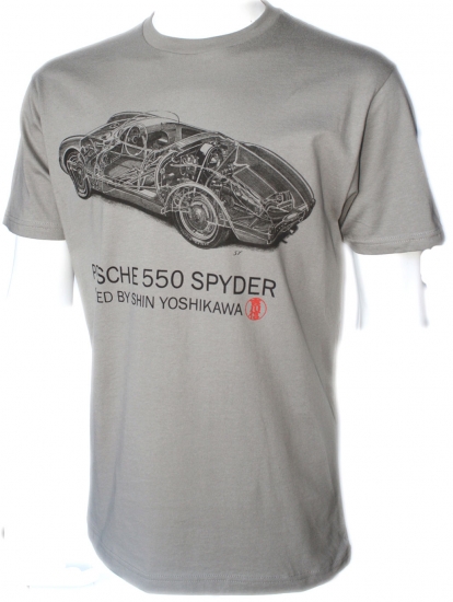 Porsche 550 Spyder Retro Grey Tee Shirt