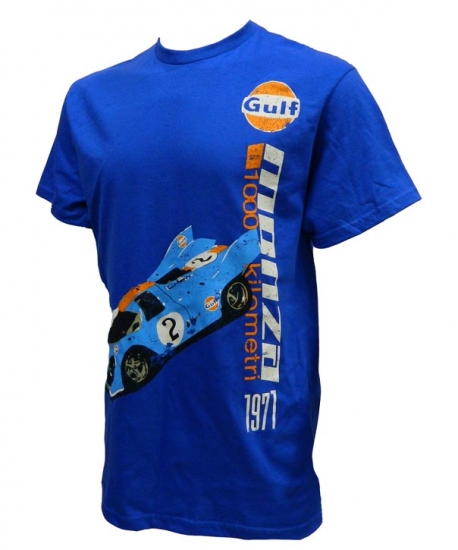 Retro Gulf 1971 Monza Blue Tee Shirt