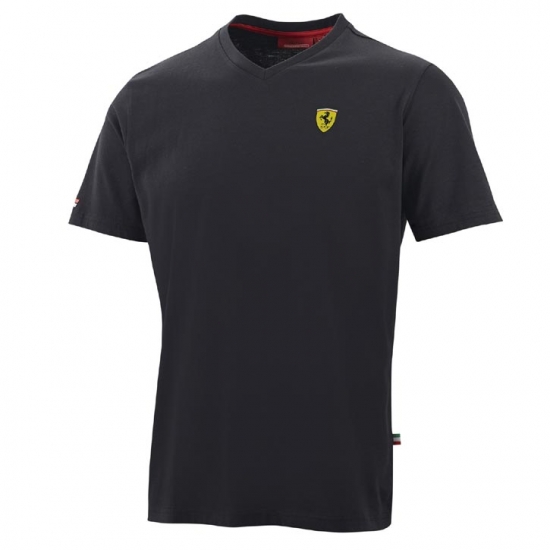 Ferrari Black Shield Vneck Tee Shirt