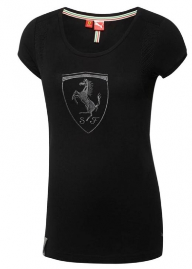 Puma Ferrari Ladies Shield Black Tee Shirt