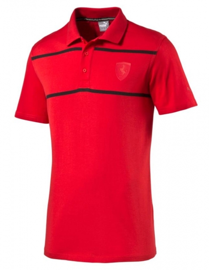 Puma Ferrari Red Stripe Polo Shirt
