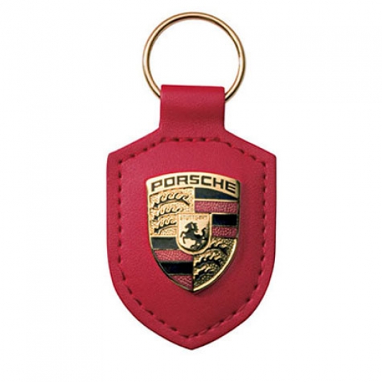 Porsche Crest Leather Keyfob Red