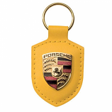 Porsche Crest Leather Keyfob Yellow