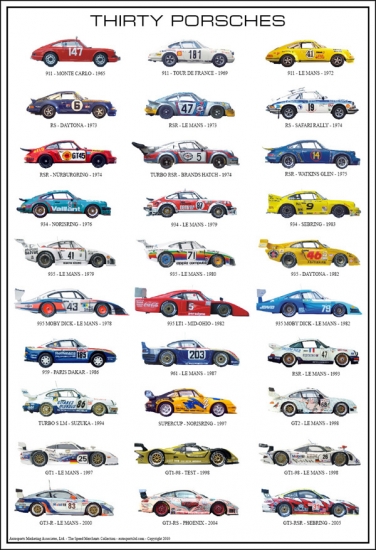 Thirty Porsches Poster