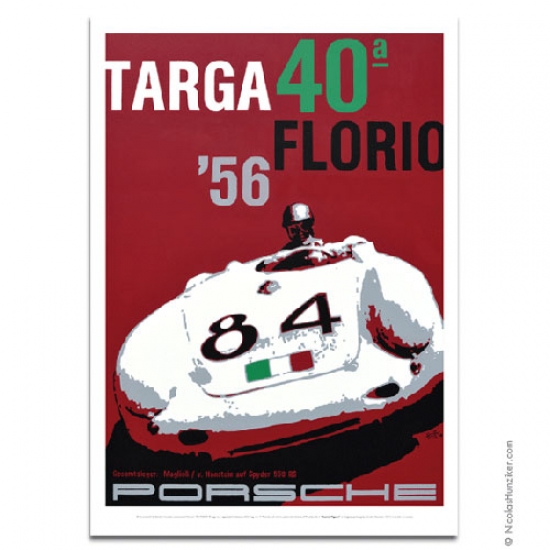 Nicolas Hunziker Porsche 550A Targa Florio 1956 Poster
