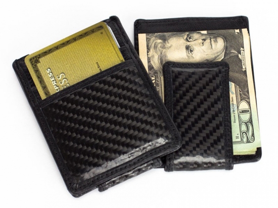 Carbon Fiber Leather Wallet with Money Clip
