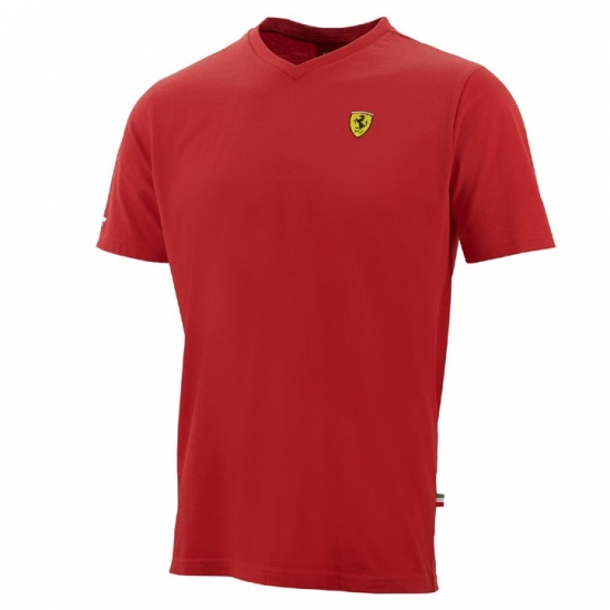 Ferrari Red Shield Vneck Tee Shirt