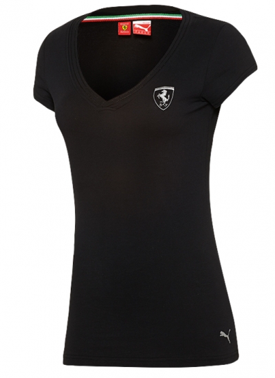 Puma Ferrari Ladies Black Shield V-Neck Shirt